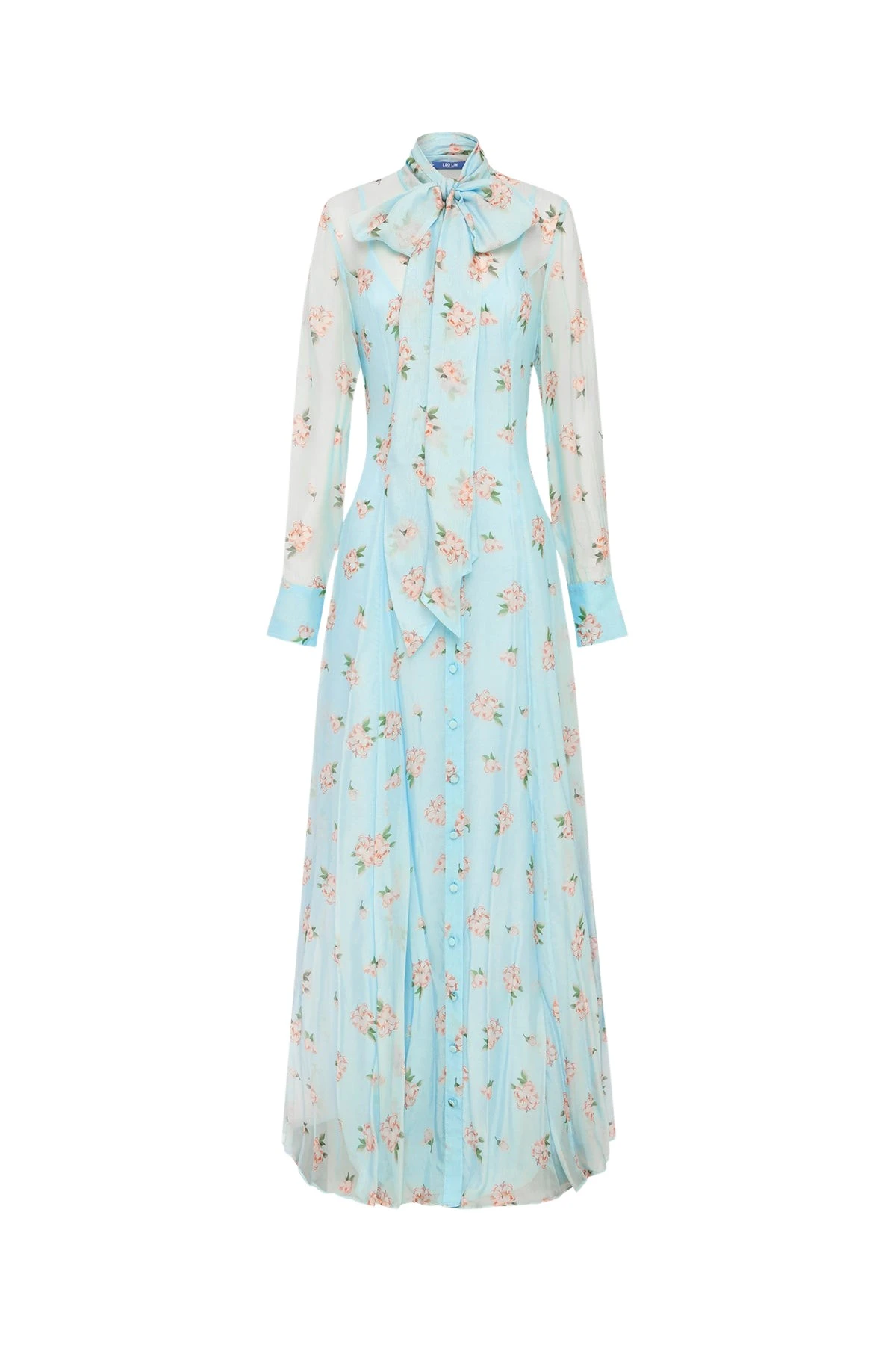 Leo-Lin-Lilith19466_nobg Leo Lin Lilith Tie Neck Maxi Dress - Leo Lin Dress - Australian Luxury Fashion - Shop at Coveti