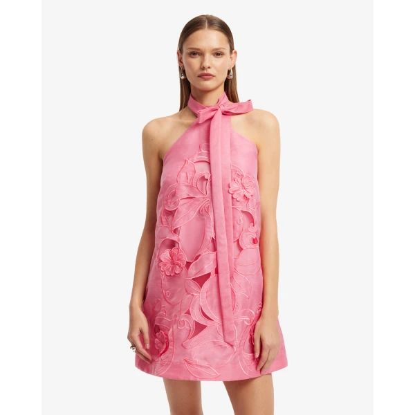 Leo Lin Lola Appliqué Halterneck Mini Dress, view 8