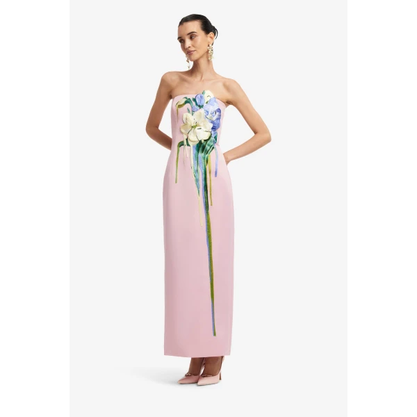 Leo Lin Rayna Embroidered Bustier Maxi Dress - Leo Lin Dress - Australian Luxury Fashion - Shop at Coveti