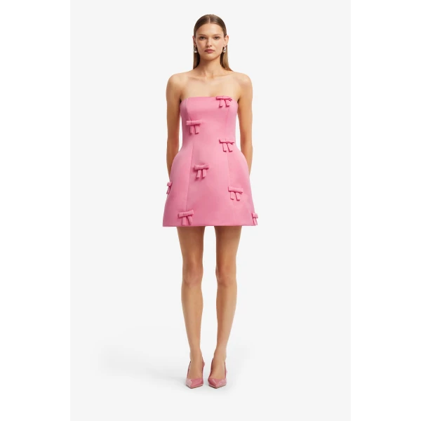 Leo Lin Roselle Bow Mini Dress - Leo Lin Dress - Australian Luxury Fashion - Shop at Coveti