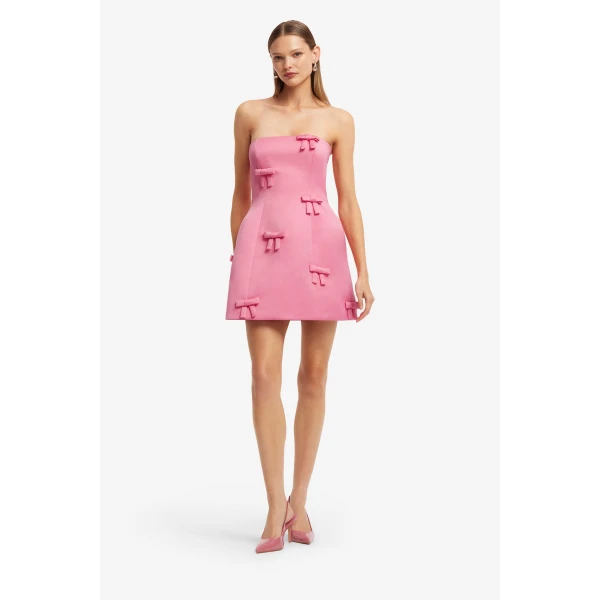 Leo Lin Roselle Bow Mini Dress - Leo Lin Dress - Australian Luxury Fashion - Shop at Coveti