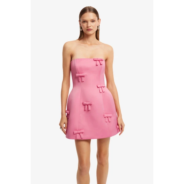 Leo Lin Roselle Bow Mini Dress - Leo Lin Dress - Australian Luxury Fashion - Shop at Coveti