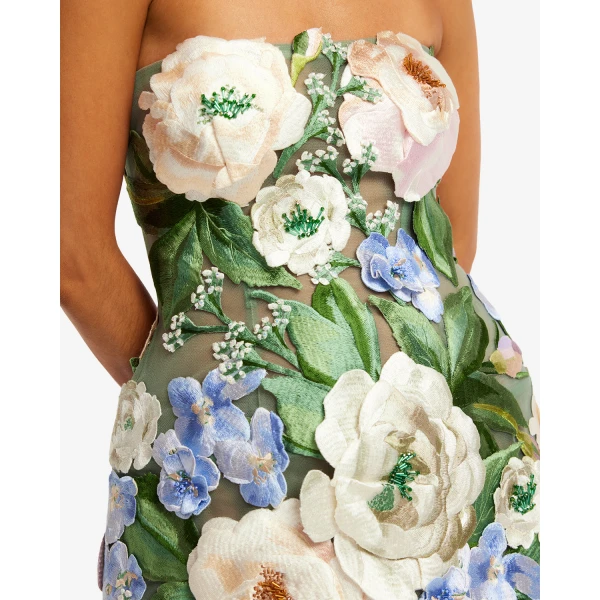 Leo Lin Roselle Floral Hand-Embroidered Bustier Mini Dress - Leo Lin Dress - Australian Luxury Fashion - Shop at Coveti