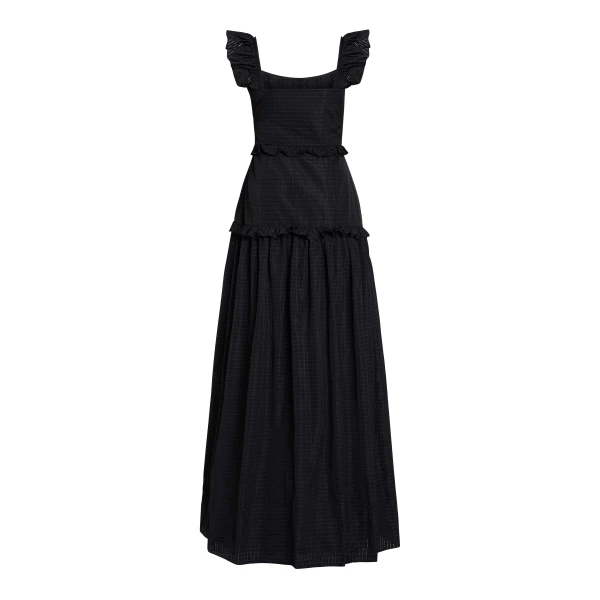 Markarian Alanna Black Gingham Taffeta Ruffle Tiered Gown, view 5