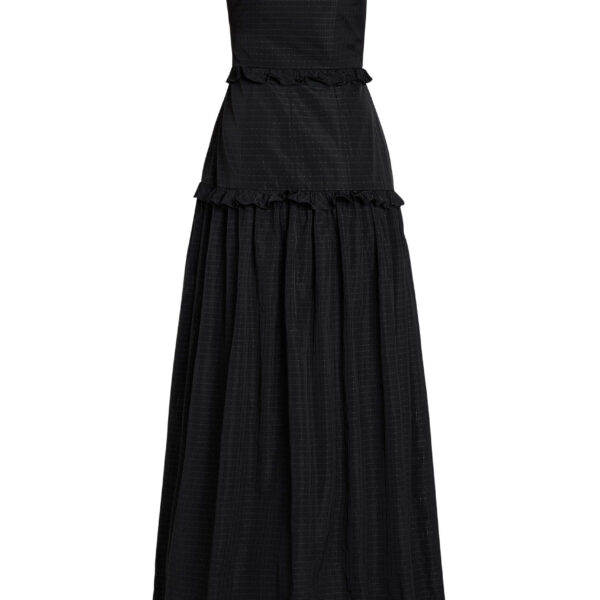 Markarian Alanna Black Gingham Taffeta Ruffle Tiered Gown - Dresses - New York Luxury Occasion Wear at Coveti