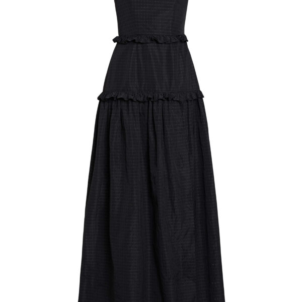 Markarian Alanna Black Gingham Taffeta Ruffle Tiered Gown - Dresses - New York Luxury Occasion Wear at Coveti