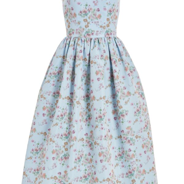 Markarian Apple Blue Ikat Floral Corset Dress - Dresses - New York Luxury Occasion Wear at Coveti