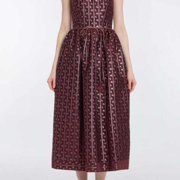 Markarian Apple Burgundy Floral Stripe Midi Dress - Dresses - New York Luxury Occasion Wear at Coveti