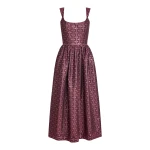 Markarian Apple Burgundy Floral Stripe Midi Dress - Dresses - New York Luxury Occasion Wear at Coveti