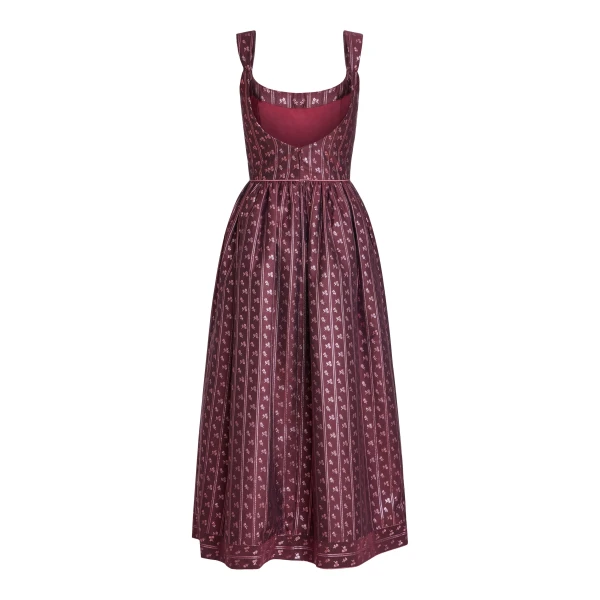 Markarian Apple Burgundy Floral Stripe Midi Dress, view 5