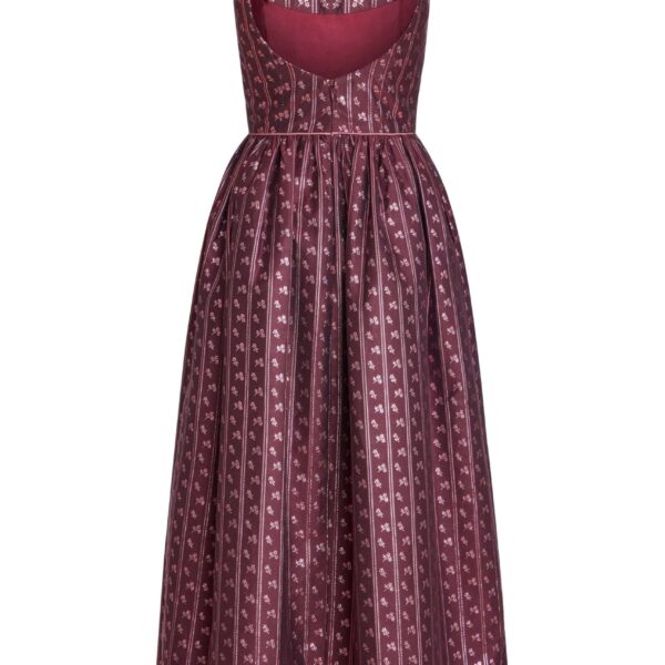 Markarian Apple Burgundy Floral Stripe Midi Dress - Dresses - New York Luxury Occasion Wear at Coveti