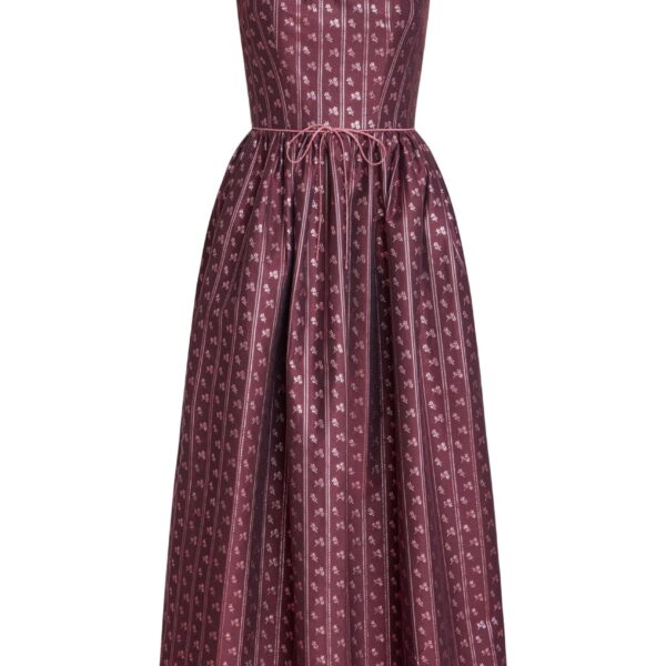 Markarian Apple Burgundy Floral Stripe Midi Dress - Dresses - New York Luxury Occasion Wear at Coveti