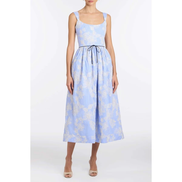 Markarian Apple Embroidered Stripe Dress, view 2