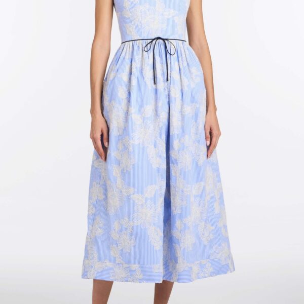 Markarian Apple Embroidered Stripe Dress - Dresses - New York Luxury Occasion Wear at Coveti
