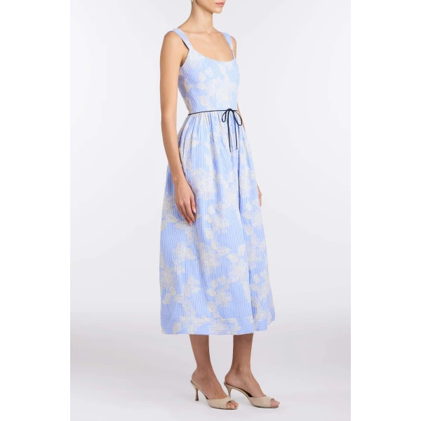Markarian Apple Embroidered Stripe Dress, view 3