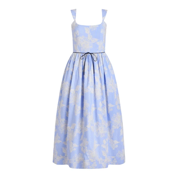 Markarian Apple Embroidered Stripe Dress