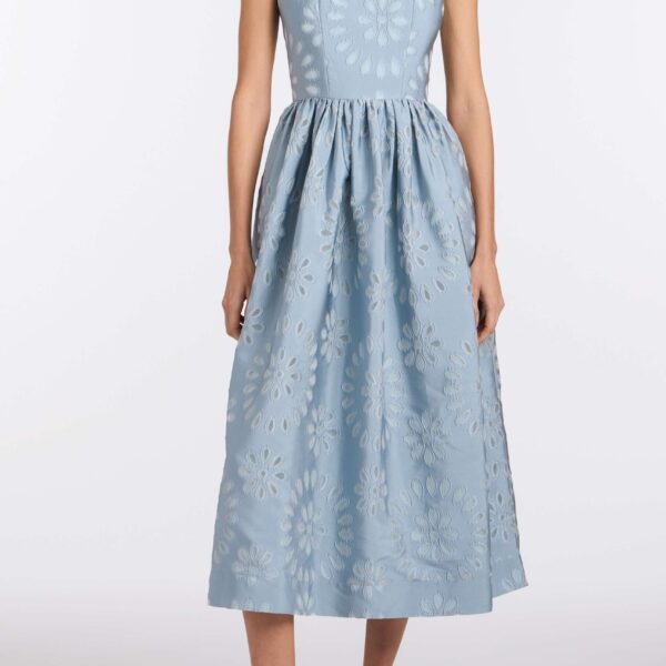 Markarian Apple Floral Organza Burnout Corset Midi Dress - Dresses - New York Luxury Occasion Wear at Coveti