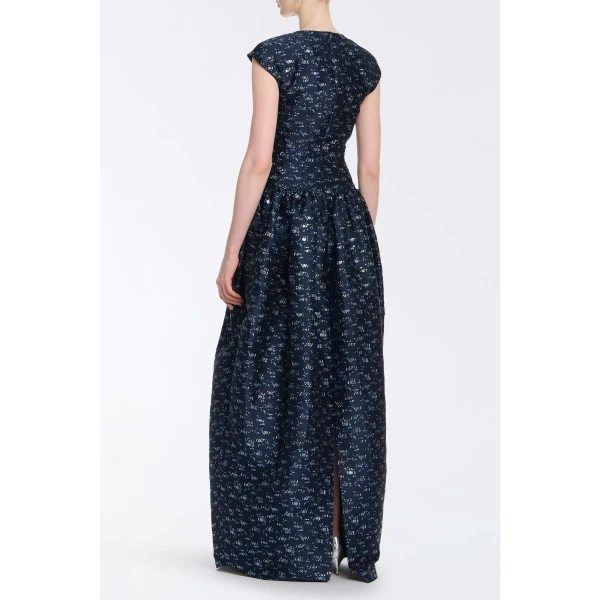 Markarian Ballade Navy Floral Brocade Gown, view 4