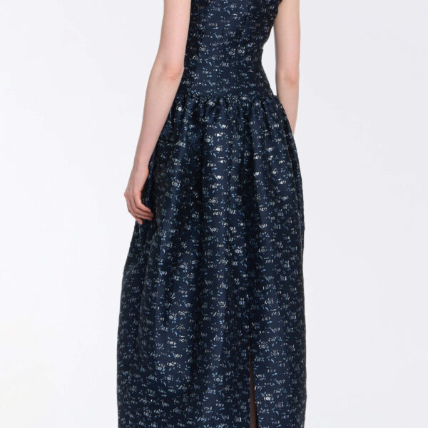 Markarian Ballade Navy Floral Brocade Gown - Dresses - New York Luxury Occasion Wear at Coveti