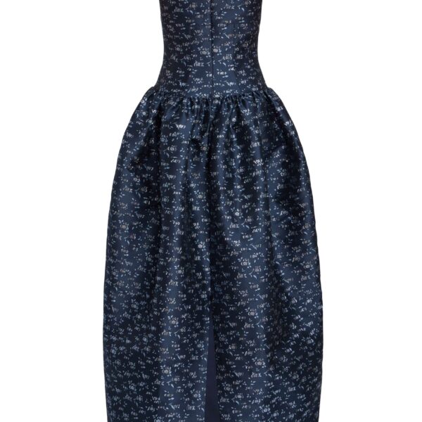 Markarian Ballade Navy Floral Brocade Gown - Dresses - New York Luxury Occasion Wear at Coveti