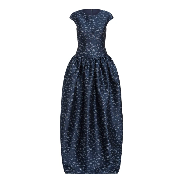 Markarian Ballade Navy Floral Brocade Gown