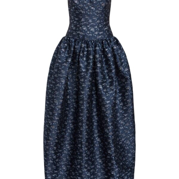 Markarian Ballade Navy Floral Brocade Gown - Dresses - New York Luxury Occasion Wear at Coveti