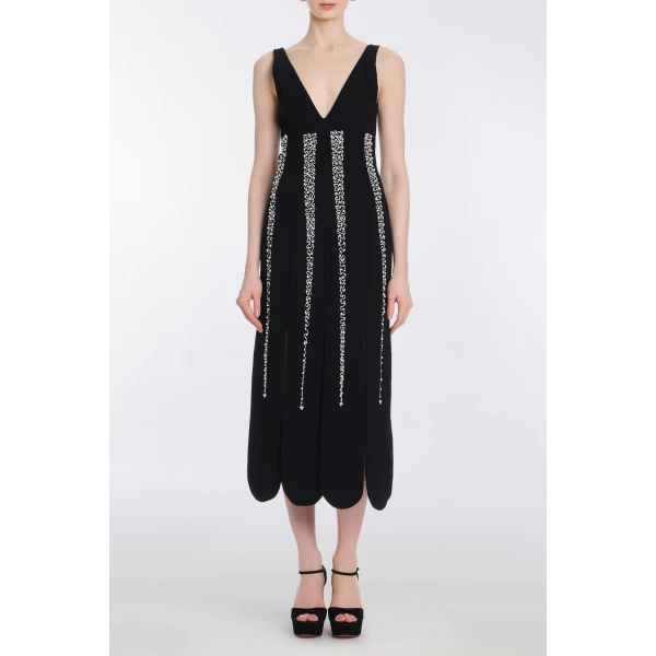Markarian Brandy Pearl Stripe Embroidery Midi Dress, view 2