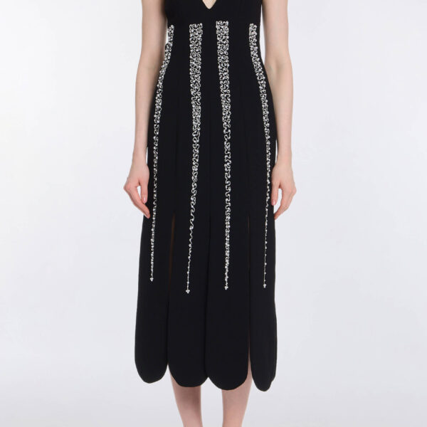 Markarian Brandy Pearl Stripe Embroidery Midi Dress - Dresses - New York Luxury Occasion Wear at Coveti