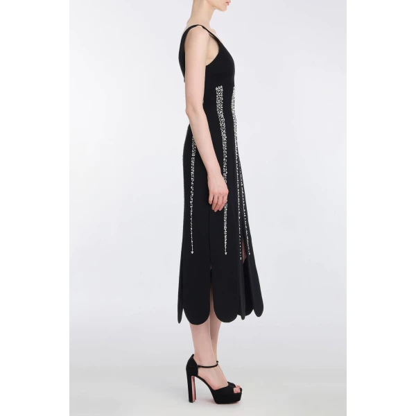 Markarian Brandy Pearl Stripe Embroidery Midi Dress, view 3