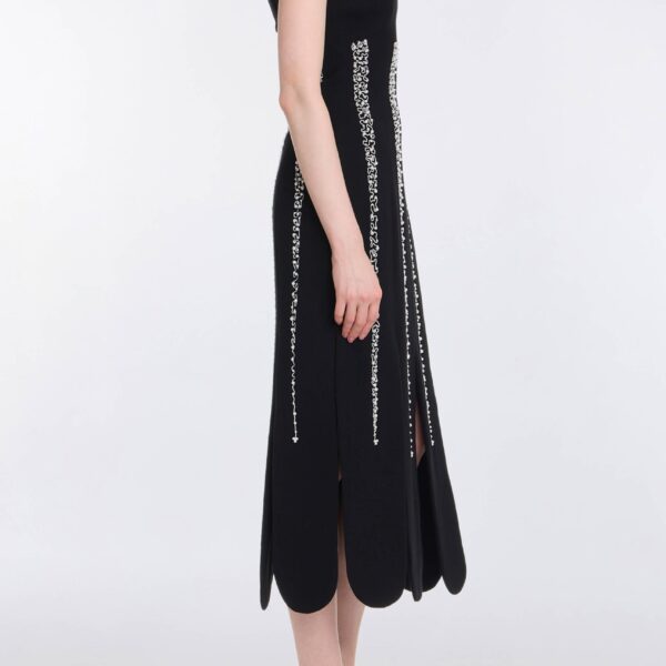 Markarian Brandy Pearl Stripe Embroidery Midi Dress - Dresses - New York Luxury Occasion Wear at Coveti