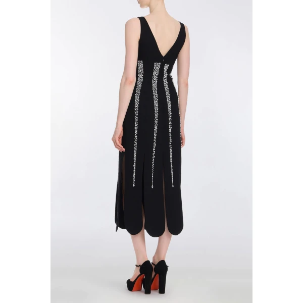 Markarian Brandy Pearl Stripe Embroidery Midi Dress, view 4