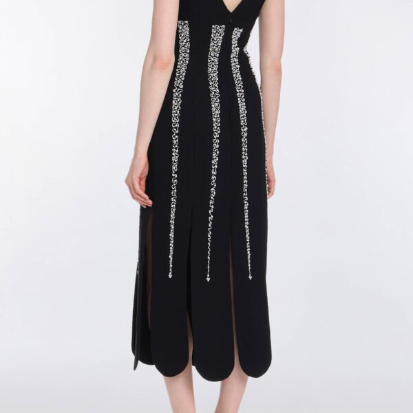 Markarian Brandy Pearl Stripe Embroidery Midi Dress - Dresses - New York Luxury Occasion Wear at Coveti