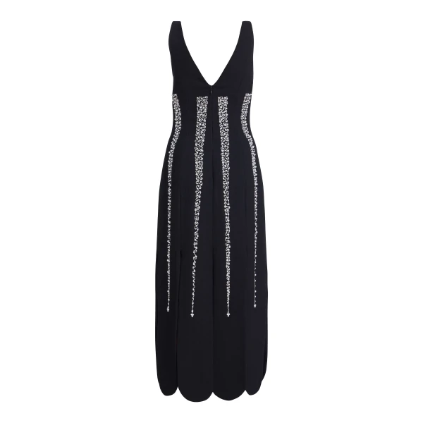 Markarian Brandy Pearl Stripe Embroidery Midi Dress, view 5