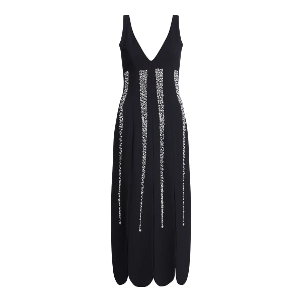 Markarian Brandy Pearl Stripe Embroidery Midi Dress