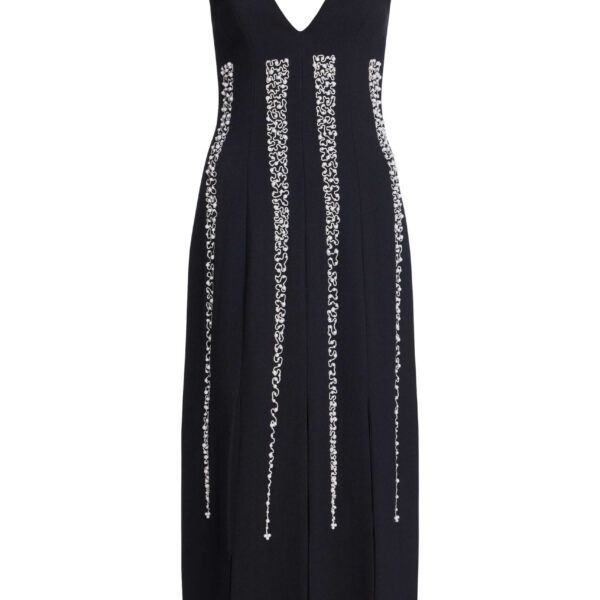 Markarian Brandy Pearl Stripe Embroidery Midi Dress - Dresses - New York Luxury Occasion Wear at Coveti