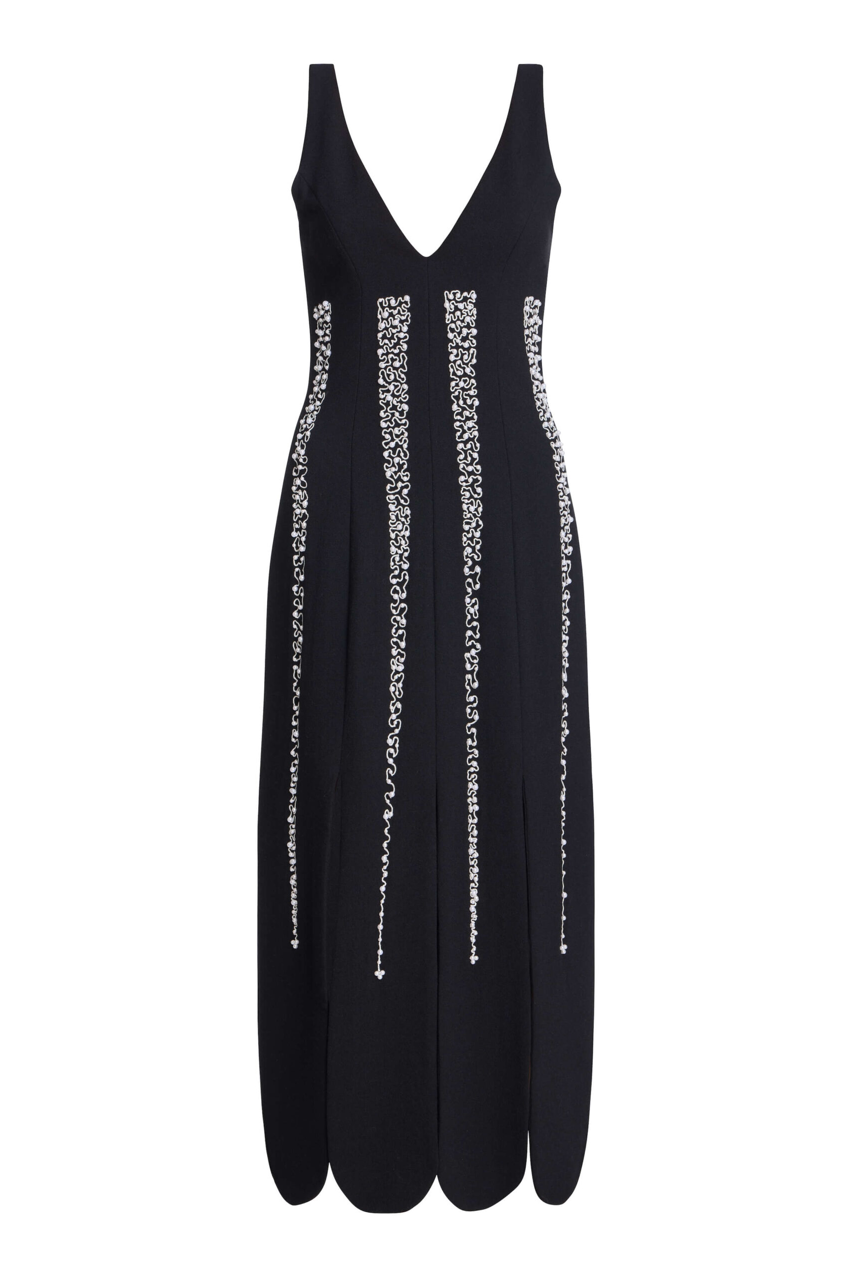 Markarian Brandy Pearl Stripe Embroidery Midi Dress - Dresses - New York Luxury Occasion Wear at Coveti Markarian Brandy Pearl Stripe Embroidery Midi Dress - Dresses - New York Luxury Occasion Wear at Coveti