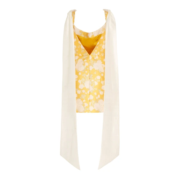 Markarian Celestia Yellow Floral Brocade Mini Dress, view 3