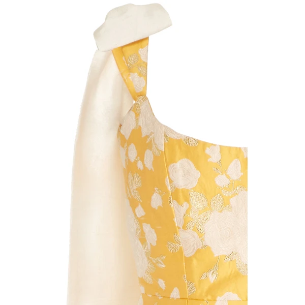 Markarian Celestia Yellow Floral Brocade Mini Dress - Dresses - New York Luxury Occasion Wear at Coveti