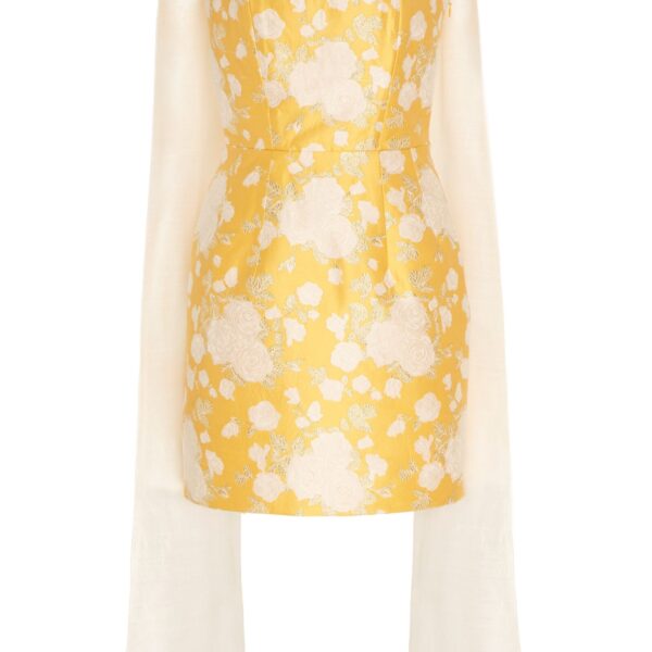 Markarian Celestia Yellow Floral Brocade Mini Dress - Dresses - New York Luxury Occasion Wear at Coveti