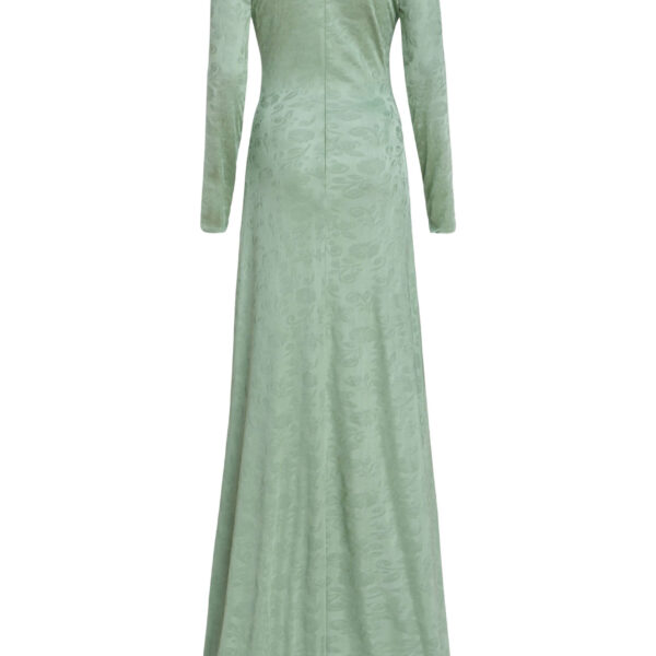 Markarian Coco Pistachio Green Floral Jersey Long Sleeve Gown - Dresses - New York Luxury Occasion Wear at Coveti