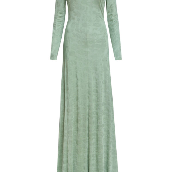 Markarian Coco Pistachio Green Floral Jersey Long Sleeve Gown - Dresses - New York Luxury Occasion Wear at Coveti
