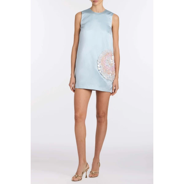 Markarian Daisy Bluebell Satin Mini Cocoon Dress, view 2