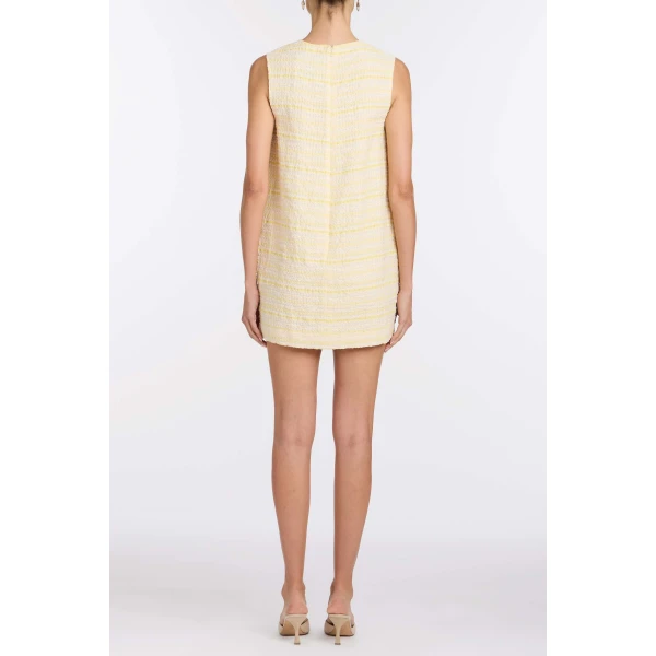 Markarian Daisy Lemon Textured Stripe Mini Dress, view 3