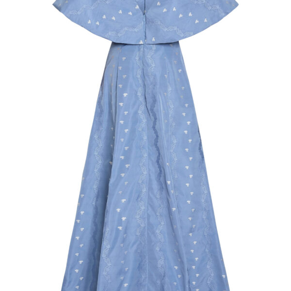 Markarian Eloise Wedgewood Floral Taffeta Capelet Gown - Dresses - New York Luxury Occasion Wear at Coveti