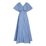Markarian Eloise Wedgewood Floral Taffeta Capelet Gown - Dresses - New York Luxury Occasion Wear at Coveti
