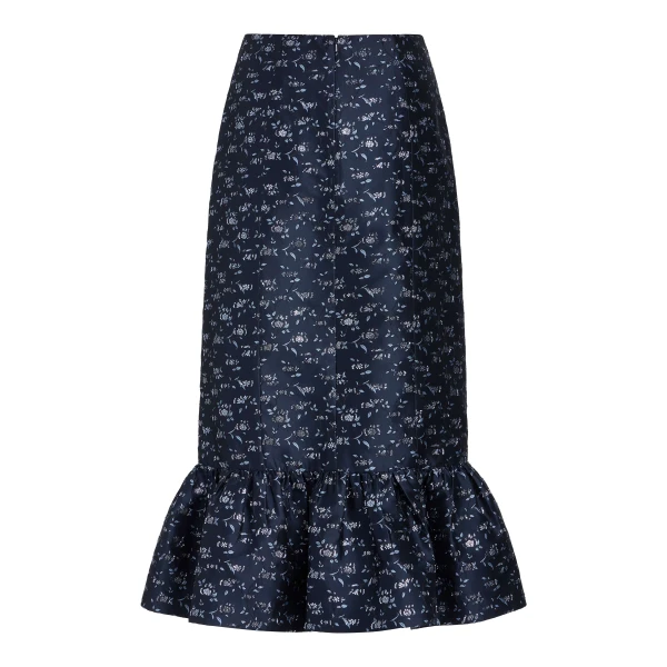 Markarian Fairnata Navy Floral Brocade Pencil Skirt, view 2