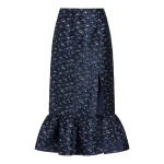 Markarian Fairnata Navy Floral Brocade Pencil Skirt - Skirts - New York Luxury Occasion Wear at Coveti
