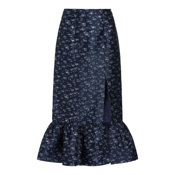 Markarian Fairnata Navy Floral Brocade Pencil Skirt