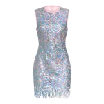 Markarian Galaxie Blue Iridescent Paillette Mini Dress - Dresses - New York Luxury Occasion Wear at Coveti