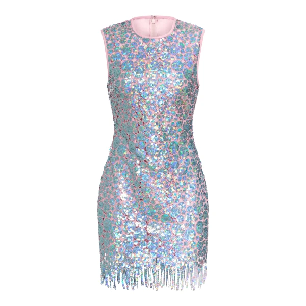 Markarian Galaxie Blue Iridescent Paillette Mini Dress